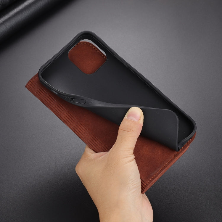 For iPhone 13 mini AZNS Skin Feel Calf Texture Horizontal Flip Leather Case with Card Slots & Holder & Wallet (Rose Gold)
