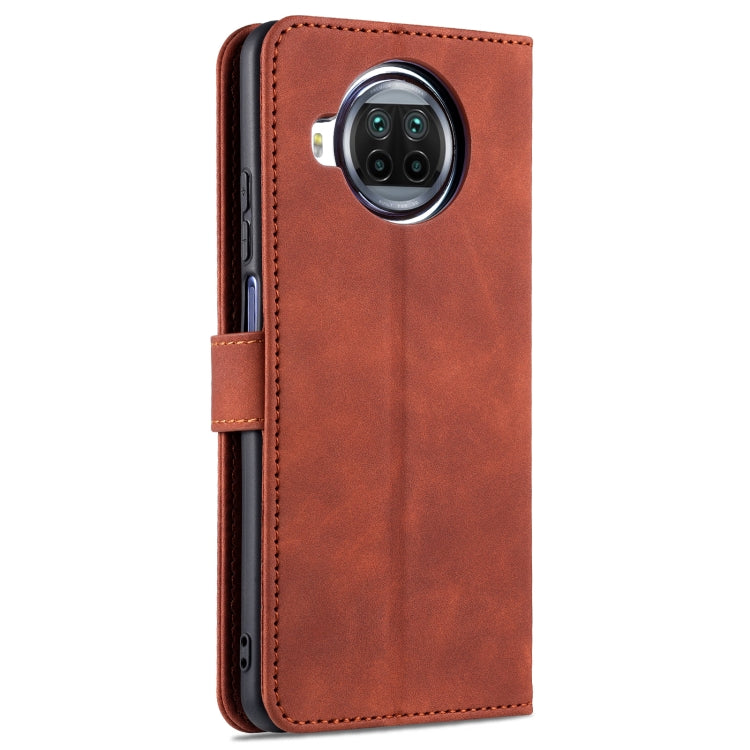 For Xiaomi Mi 10T Lite 5G AZNS Skin Feel Calf Texture Horizontal Flip Leather Case with Card Slots & Holder & Wallet(Brown)