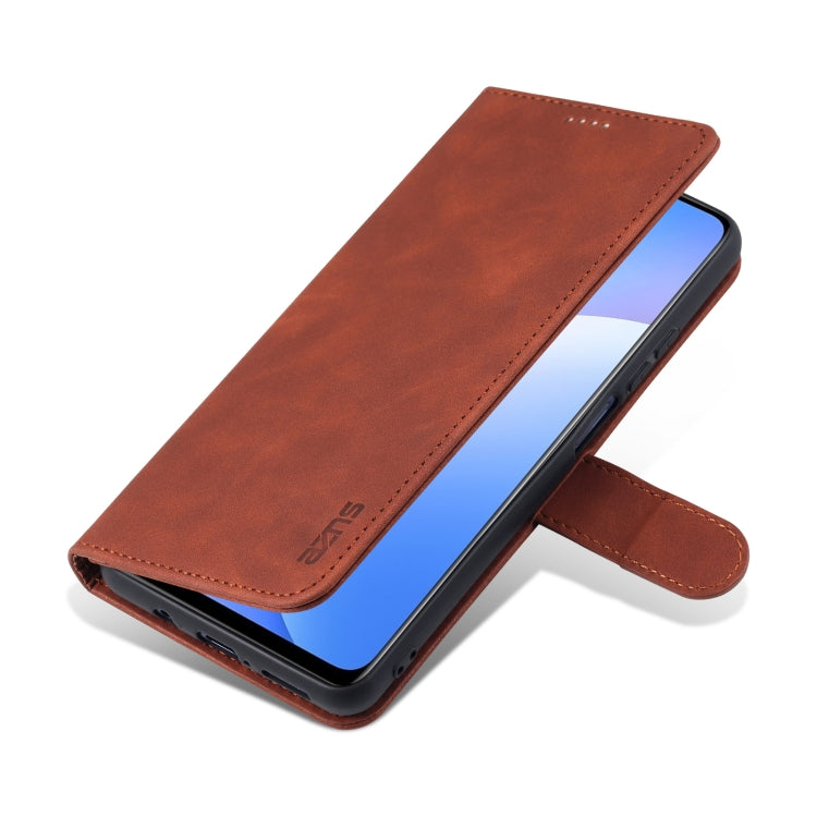 For Xiaomi Mi 10T Lite 5G AZNS Skin Feel Calf Texture Horizontal Flip Leather Case with Card Slots & Holder & Wallet(Brown)