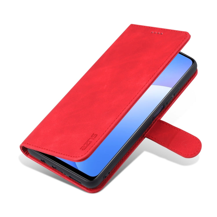 For Xiaomi Mi 10T Lite 5G AZNS Skin Feel Calf Texture Horizontal Flip Leather Case with Card Slots & Holder & Wallet(Red)