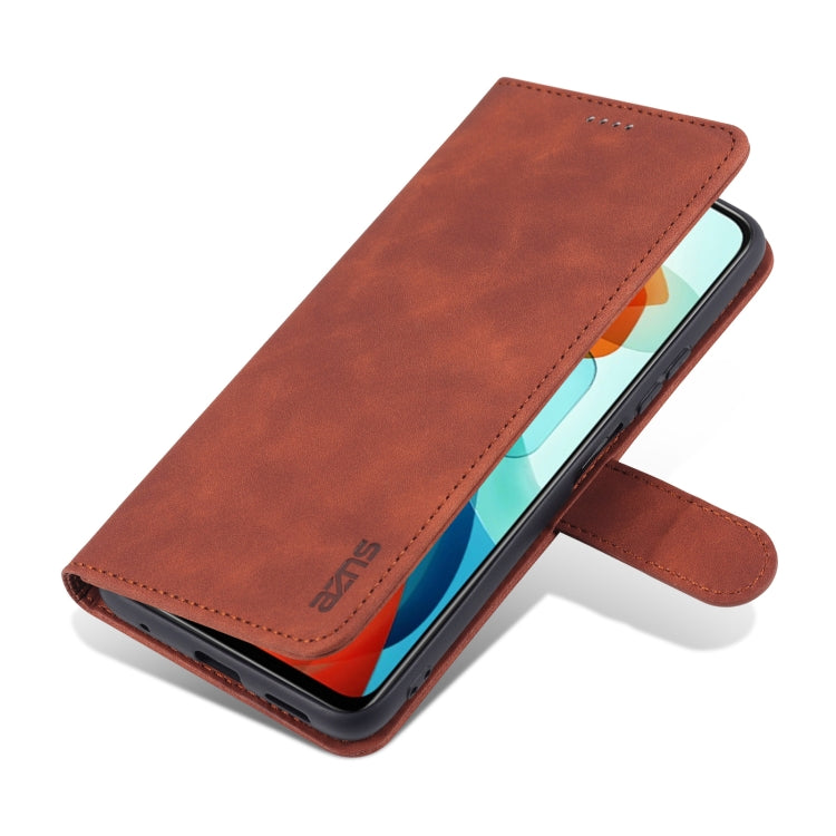 For Xiaomi Redmi Note 10 Pro 5G AZNS Skin Feel Calf Texture Horizontal Flip Leather Case with Card Slots & Holder & Wallet(Brown)