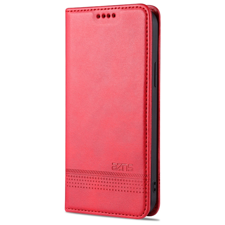 For iPhone 13 Pro AZNS Magnetic Calf Texture Horizontal Flip Leather Case with Card Slots & Holder & Wallet (Red)