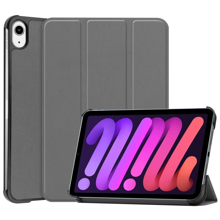 Custer Texture 3-Fold Holder Smart Leather Tablet Case, For iPad mini 6 / mini 2024, For iPad mini 6