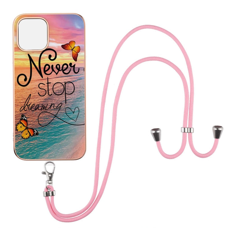 Electroplating Pattern IMD TPU Shockproof Case with Neck Lanyard, For iPhone 13 mini, For iPhone 13, For iPhone 13 Pro, For iPhone 13 Pro Max