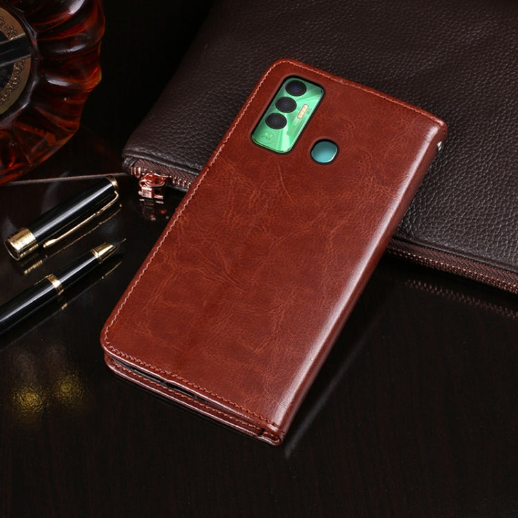idewei Crazy Horse Texture Horizontal Flip Leather Case with Holder & Card Slots & Wallet For Tecno Spark 7P(Black)