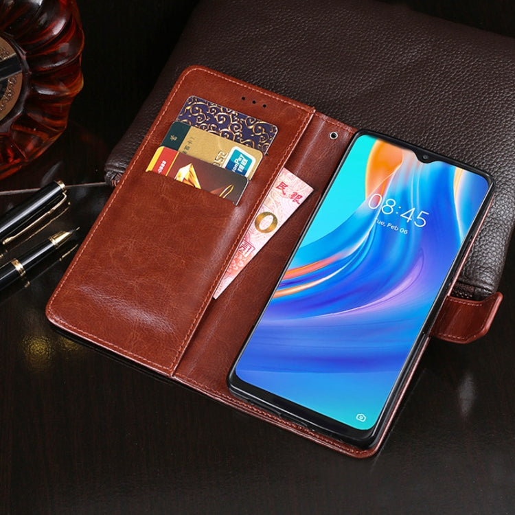 idewei Crazy Horse Texture Horizontal Flip Leather Case with Holder & Card Slots & Wallet For Tecno Spark 7P(Brown)