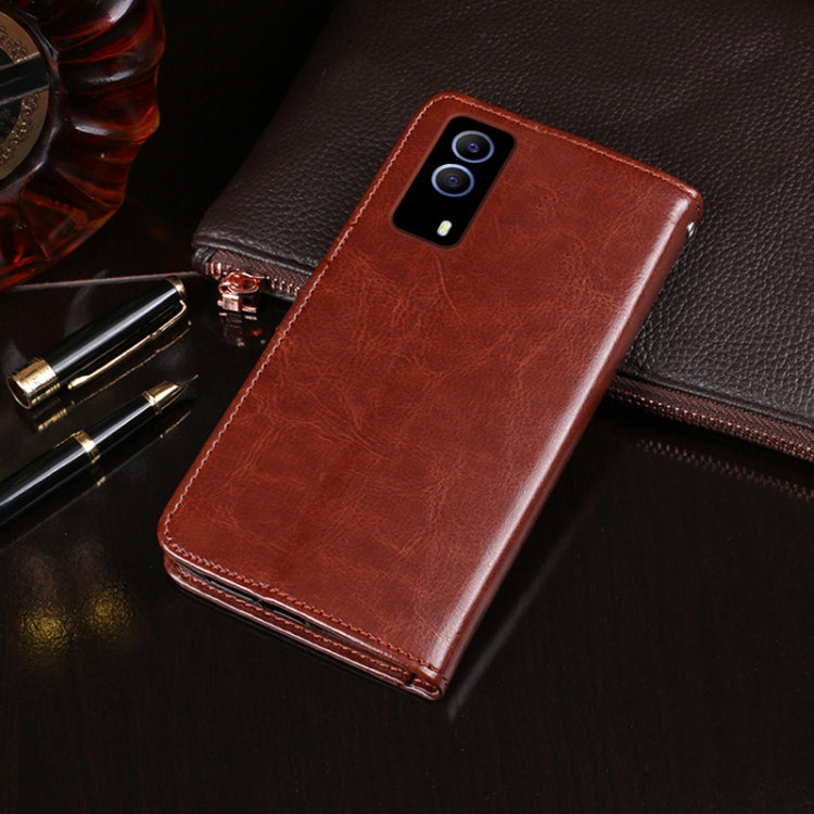 idewei Crazy Horse Texture Horizontal Flip Leather Case with Holder & Card Slots & Wallet For vivo Y53S 5G(Black)