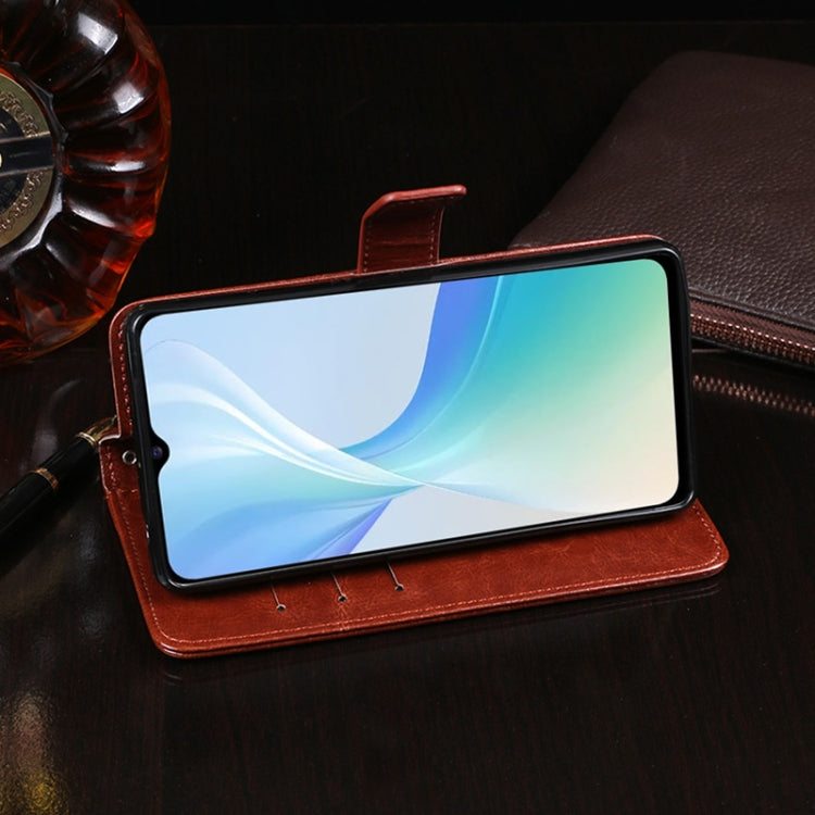 idewei Crazy Horse Texture Horizontal Flip Leather Case with Holder & Card Slots & Wallet For vivo Y53S 5G(Sky Blue)