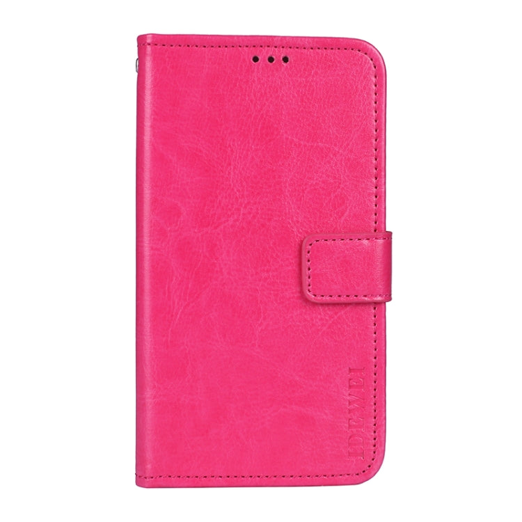 idewei Crazy Horse Texture Horizontal Flip Leather Case with Holder & Card Slots & Wallet For Honor X20(Rose Red)