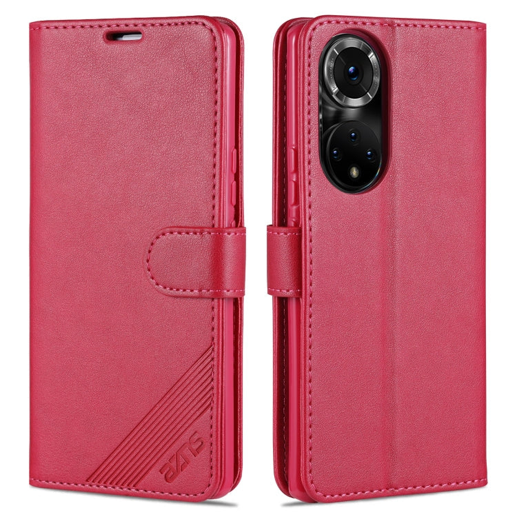 AZNS Sheepskin Texture Horizontal Flip Leather Case with Holder & Card Slots & Wallet For Honor 50(Red)