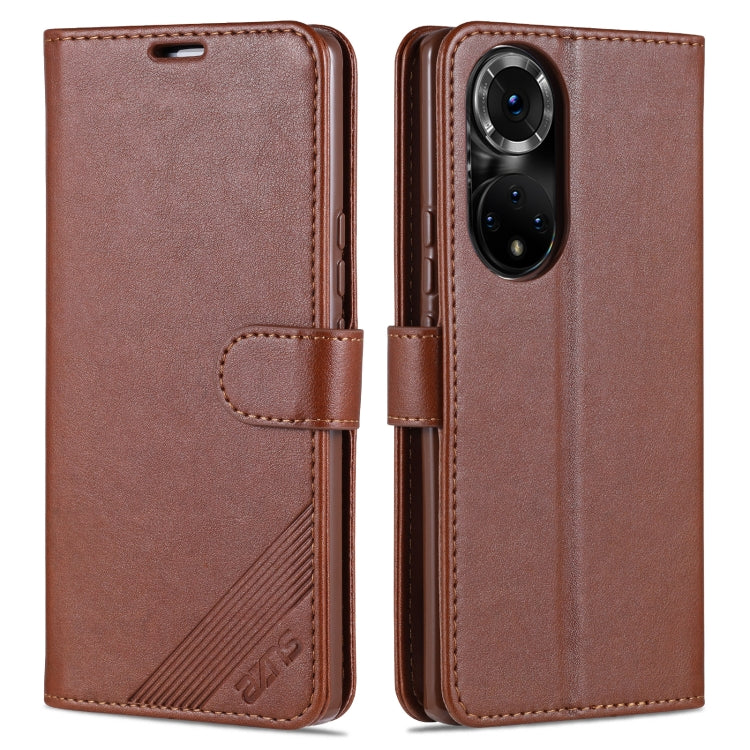 AZNS Sheepskin Texture Horizontal Flip Leather Case with Holder & Card Slots & Wallet For Honor 50 Pro(Brown)
