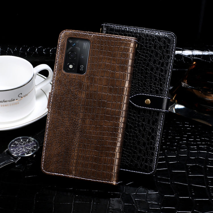 For OPPO A93s 5G idewei Crocodile Texture Horizontal Flip Leather Case with Holder & Card Slots & Wallet(Black)