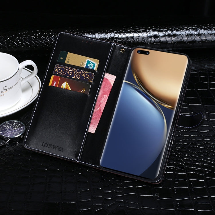 For Honor Magic3 Pro idewei Crocodile Texture Horizontal Flip Leather Case with Holder & Card Slots & Wallet(Dark Blue)