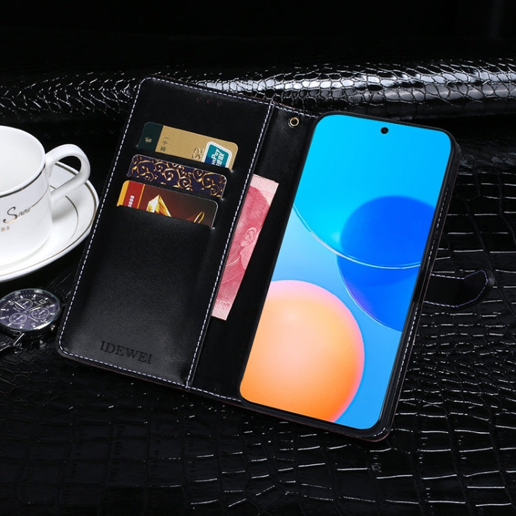 For Honor Play 5T Pro idewei Crocodile Texture Horizontal Flip Leather Case with Holder & Card Slots & Wallet(Dark Blue)