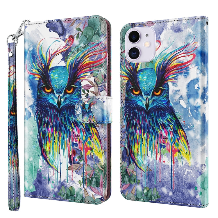 3D Painting Pattern Horizontal Flip TPU + PU Leather Case with Holder & Card Slots & Wallet, For iPhone 13 mini, For iPhone 13