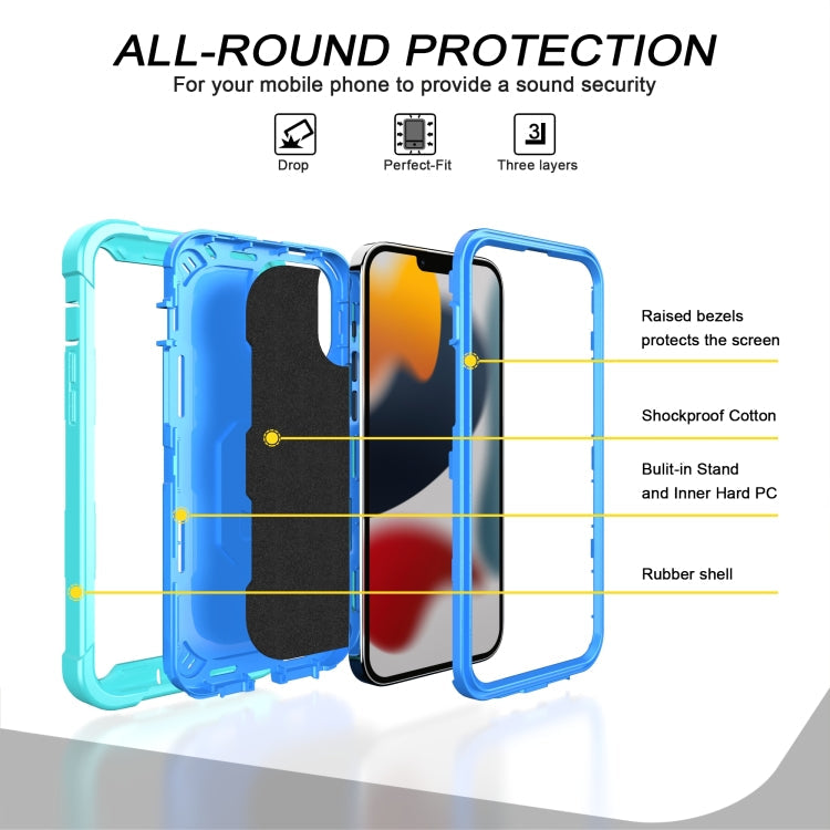 PC + Rubber 3-layers Shockproof Protective Case with Rotating Holder, For iPhone 13 Pro, For iPhone 13 Pro Max