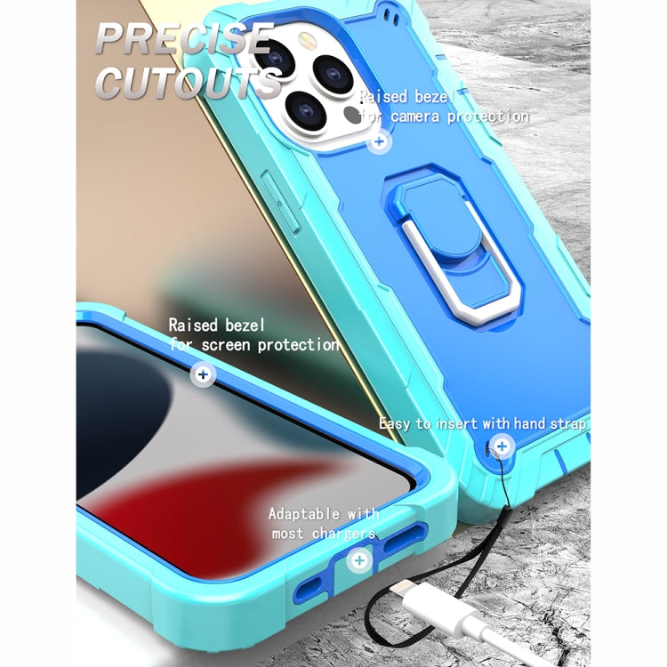 PC + Rubber 3-layers Shockproof Protective Case with Rotating Holder, For iPhone 13 Pro, For iPhone 13 Pro Max
