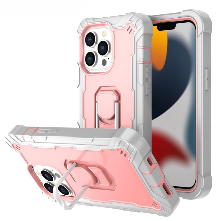 PC + Rubber 3-layers Shockproof Protective Case with Rotating Holder, For iPhone 13 Pro, For iPhone 13 Pro Max
