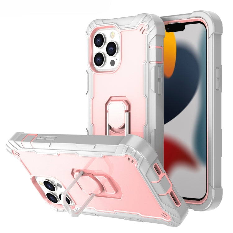 PC + Rubber 3-layers Shockproof Protective Case with Rotating Holder, For iPhone 13 Pro, For iPhone 13 Pro Max