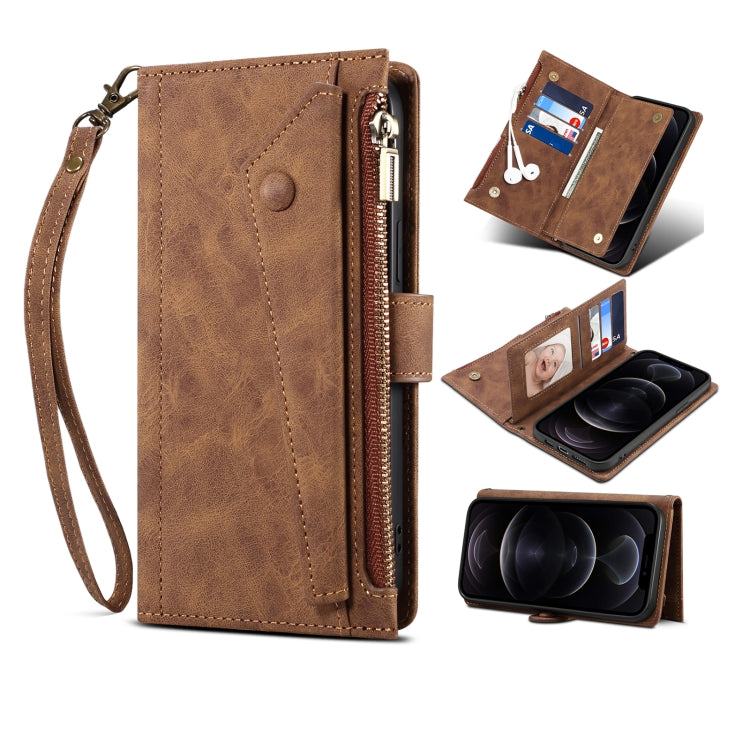 Retro Frosted Horizontal Flip Leather Case with Holder & Card Slot & Wallet & Zipper Pocket & Lanyard, For iPhone XS Max, For iPhone SE 2022 / SE 2020 & 8 & 7, For iPhone 6 & 6s, For iPhone 8 Plus & 7 Plus, For iPhone 6 Plus & 6s Plus, For iPhone 11