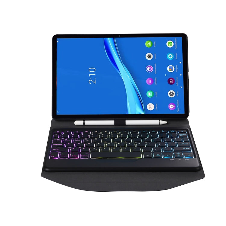 BM10S Backlight Edition Diamond Texture Detachable Bluetooth Keyboard Leather Case with Pen Slot & Triangular Back Support, For Lenovo Smart Tab M10 HPD Plus TB-X606F 10.3 inch, For Lenovo Pad Plus 11 inch TB-J607F / Tab P11 11 inch TB-J606F           ...