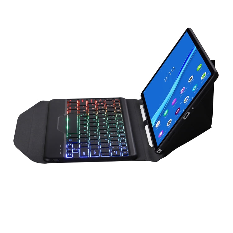 BM10S Backlight Edition Diamond Texture Detachable Bluetooth Keyboard Leather Case with Pen Slot & Triangular Back Support, For Lenovo Smart Tab M10 HPD Plus TB-X606F 10.3 inch, For Lenovo Pad Plus 11 inch TB-J607F / Tab P11 11 inch TB-J606F           ...