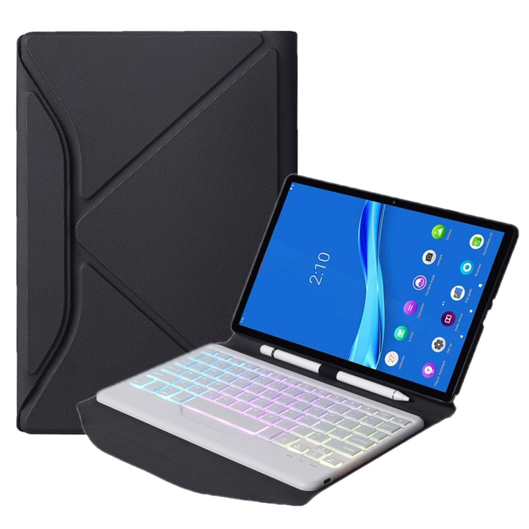 BM10S Backlight Edition Diamond Texture Detachable Bluetooth Keyboard Leather Case with Pen Slot & Triangular Back Support, For Lenovo Smart Tab M10 HPD Plus TB-X606F 10.3 inch, For Lenovo Pad Plus 11 inch TB-J607F / Tab P11 11 inch TB-J606F           ...
