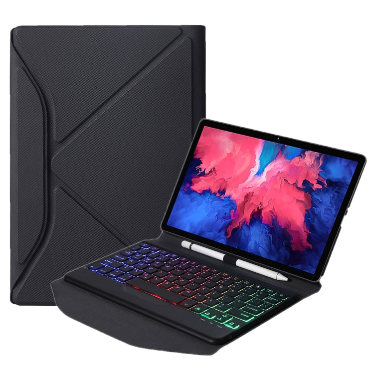 BM10S Backlight Edition Diamond Texture Detachable Bluetooth Keyboard Leather Case with Pen Slot & Triangular Back Support, For Lenovo Smart Tab M10 HPD Plus TB-X606F 10.3 inch, For Lenovo Pad Plus 11 inch TB-J607F / Tab P11 11 inch TB-J606F           ...