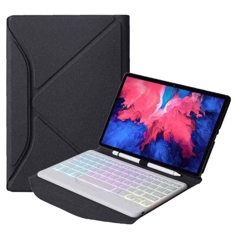 BM10S Backlight Edition Diamond Texture Detachable Bluetooth Keyboard Leather Case with Pen Slot & Triangular Back Support, For Lenovo Smart Tab M10 HPD Plus TB-X606F 10.3 inch, For Lenovo Pad Plus 11 inch TB-J607F / Tab P11 11 inch TB-J606F           ...