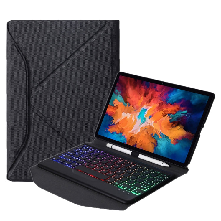 BM10S Backlight Edition Diamond Texture Detachable Bluetooth Keyboard Leather Case with Pen Slot & Triangular Back Support, For Lenovo Smart Tab M10 HPD Plus TB-X606F 10.3 inch, For Lenovo Pad Plus 11 inch TB-J607F / Tab P11 11 inch TB-J606F           ...