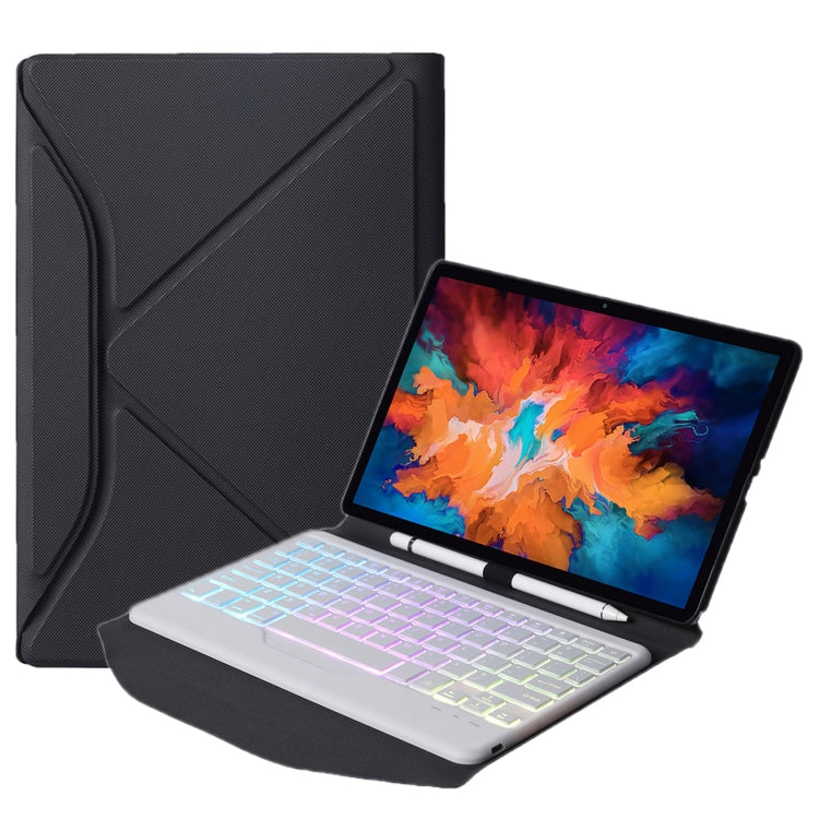 BM10S Backlight Edition Diamond Texture Detachable Bluetooth Keyboard Leather Case with Pen Slot & Triangular Back Support, For Lenovo Smart Tab M10 HPD Plus TB-X606F 10.3 inch, For Lenovo Pad Plus 11 inch TB-J607F / Tab P11 11 inch TB-J606F           ...