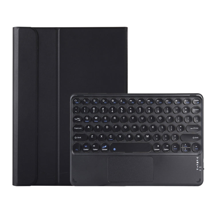 Y0N5-A TPU Case Lambskin Texture Round Keycap Bluetooth Keyboard Leather Case with Holder & Touchpad, Y0N5-A