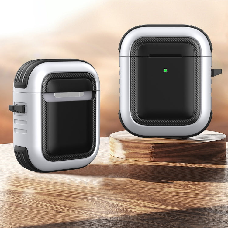 Wireless Earphones Shockproof TPU + PC Protective Case with Carabiner, For AirPods 1 / 2