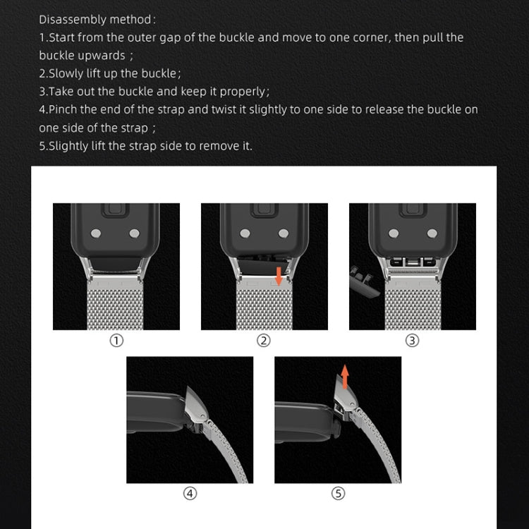 MIJOBS Three Strains Stainless Steel Metal Buckle Replacement Strap Watchband, For Huawei Band 6 / Honor Band 6