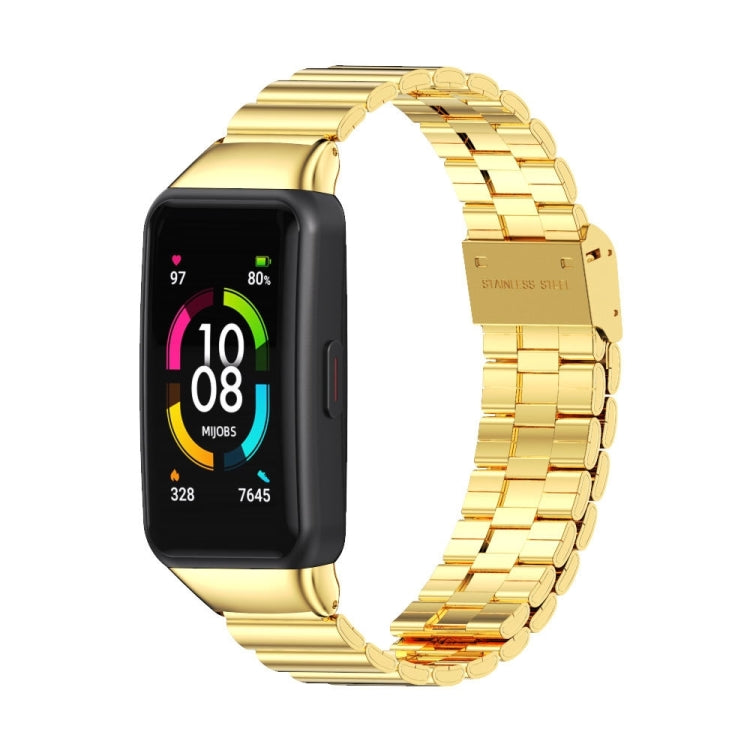 MIJOBS Bamboo Joint Stainless Steel Metal Buckle Replacement Strap Watchband, For Huawei Band 6 / Honor Band 6