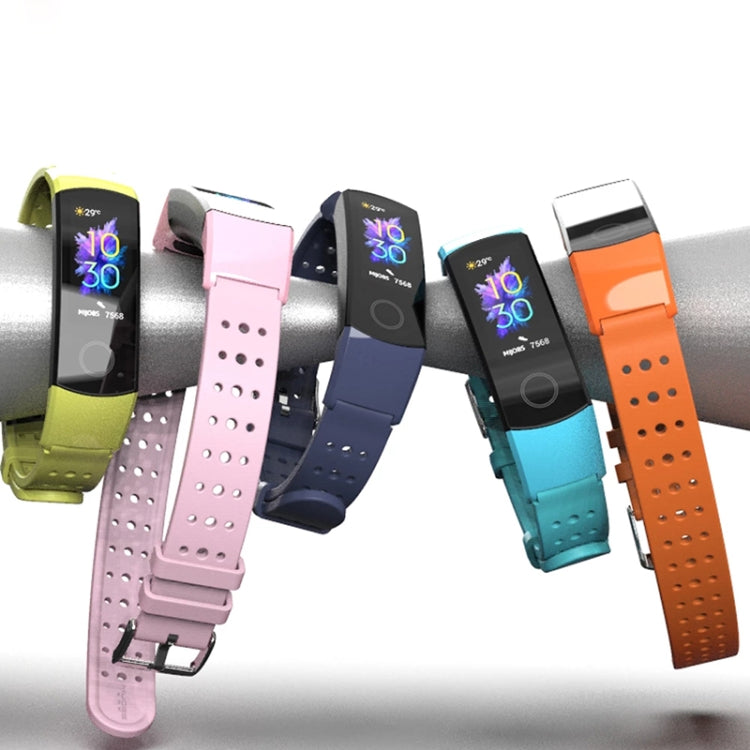MIJOBS Breathable Silicone Replacement Strap Watchband with Hole, For Honor Band 4 / 5