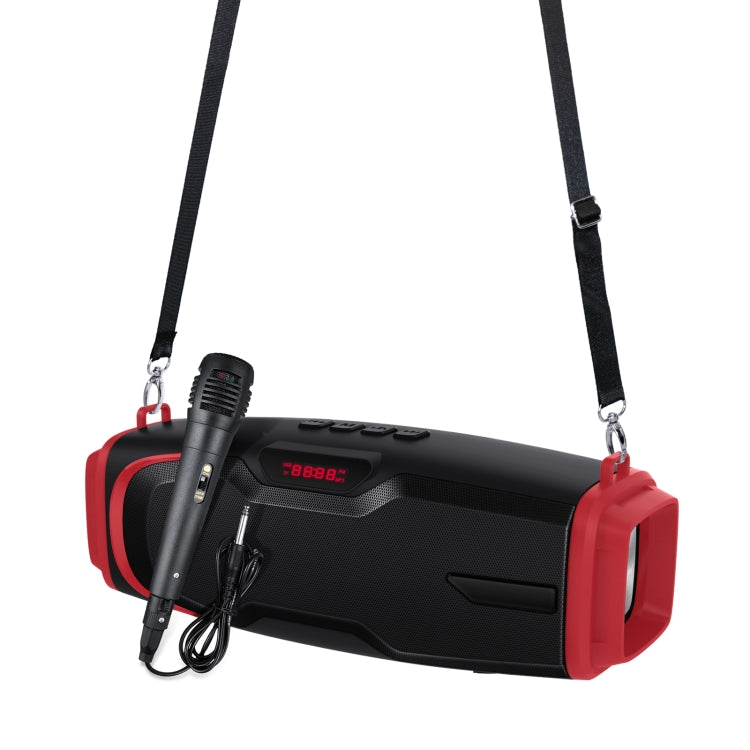 New Rixing NR-6012M Bluetooth 5.0 Portable Outdoor Karaoke Wireless Bluetooth Speaker with Microphone & Shoulder Strap, NR-6012M(Black), NR-6012M(Red), NR-6012M(Blue), NR-6012M(Green)
