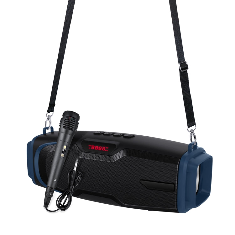 New Rixing NR-6012M Bluetooth 5.0 Portable Outdoor Karaoke Wireless Bluetooth Speaker with Microphone & Shoulder Strap, NR-6012M(Black), NR-6012M(Red), NR-6012M(Blue), NR-6012M(Green)