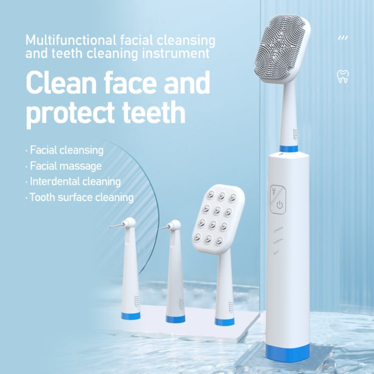 LSHOW YJK108 Multi-function Facial Cleansingand Teeth Cleaning Instrument with LED Auxiliary Light(White)