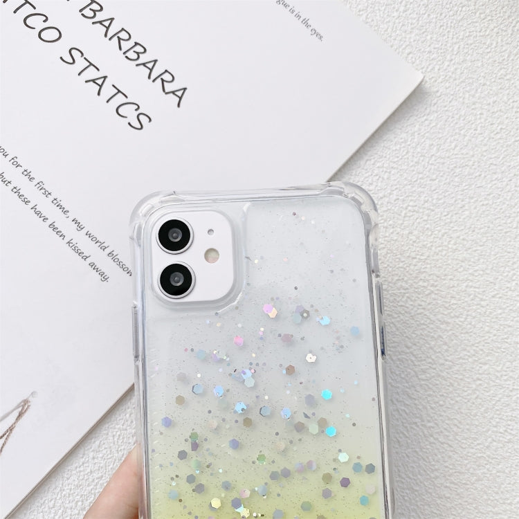 Gradient Glitter Powder Epoxy TPU Thickened Acrylic Shockproof Case with Wide Neck Lanyard, For iPhone 13 mini, For iPhone 13, For iPhone 13 Pro, For iPhone 13 Pro Max, For iPhone 12 mini, For iPhone 12 / 12 Pro
