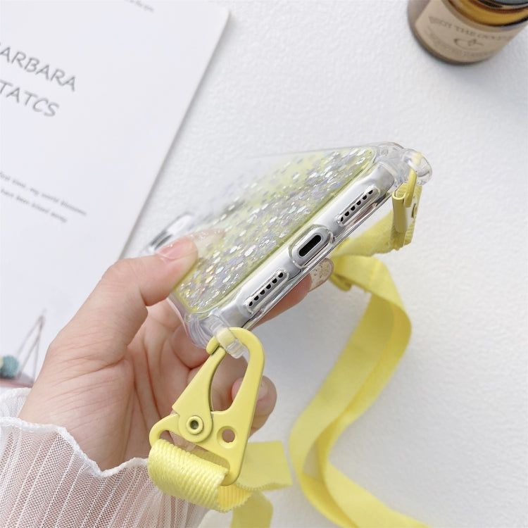 Gradient Glitter Powder Epoxy TPU Thickened Acrylic Shockproof Case with Wide Neck Lanyard, For iPhone 13 mini, For iPhone 13, For iPhone 13 Pro, For iPhone 13 Pro Max, For iPhone 12 mini, For iPhone 12 / 12 Pro