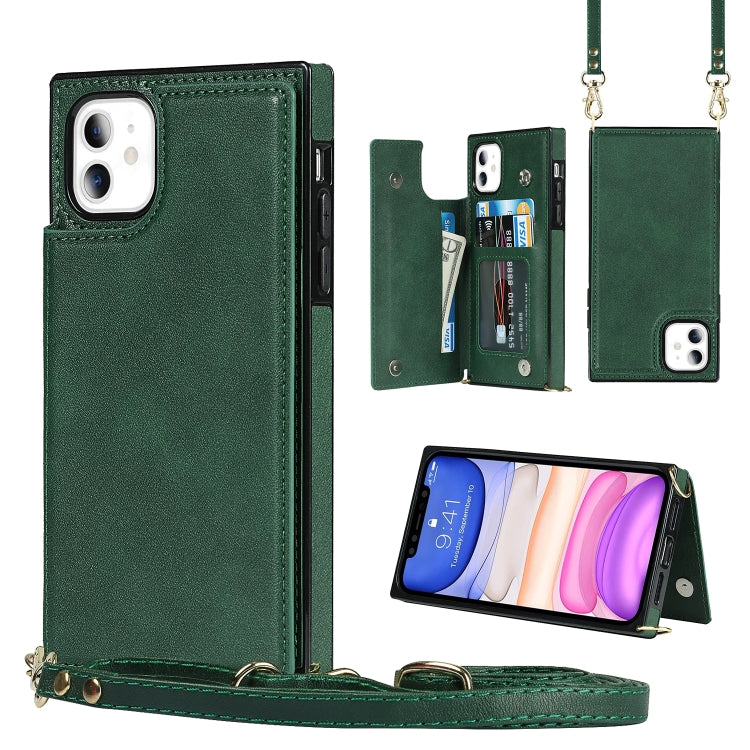 Cross-body Square Double Buckle Flip Card Bag TPU+PU Case with Card Slots & Wallet & Photo & Strap, For iPhone 8 Plus / 7 Plus, For iPhone SE 2022 / SE 2020 / 8 / 7, For iPhone 11, For iPhone 11 Pro