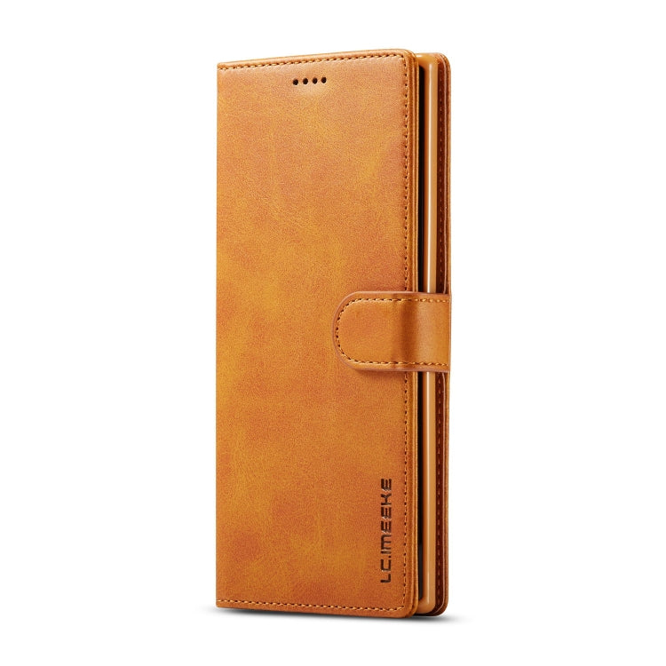 For Galaxy Note 10 Plus LC.IMEEKE Calf Texture Horizontal Flip Leather Case, with Holder & Card Slots & Wallet(Yellow)