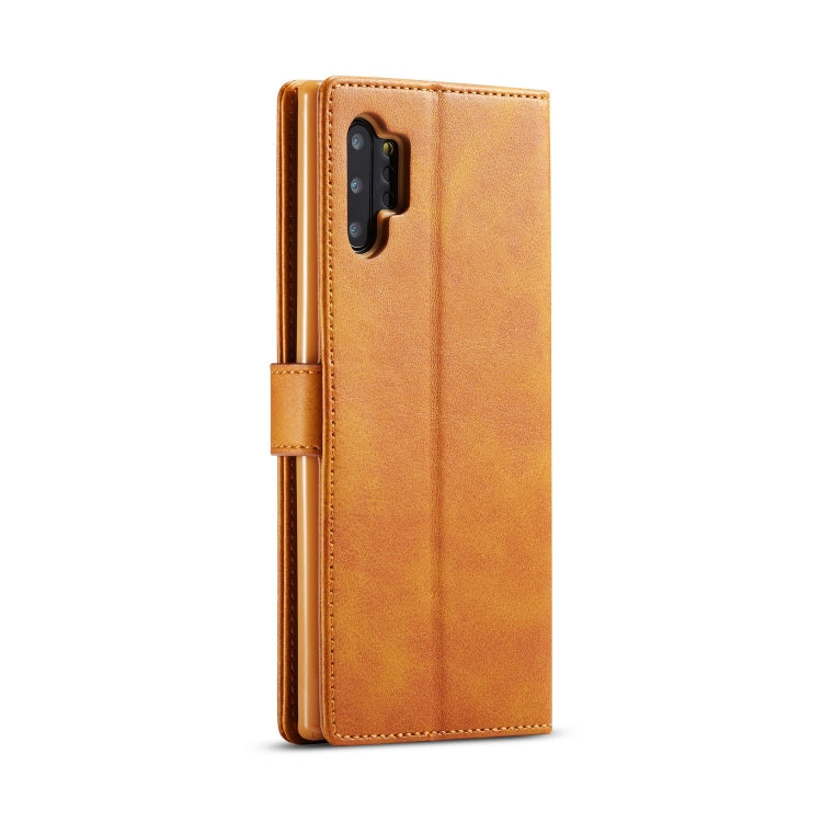 For Galaxy Note 10 Plus LC.IMEEKE Calf Texture Horizontal Flip Leather Case, with Holder & Card Slots & Wallet(Yellow)