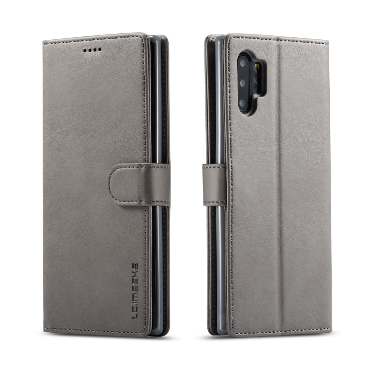 For Galaxy Note 10 Plus LC.IMEEKE Calf Texture Horizontal Flip Leather Case, with Holder & Card Slots & Wallet(Grey)