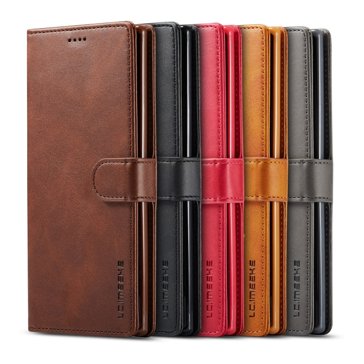 For Galaxy Note 10 Plus LC.IMEEKE Calf Texture Horizontal Flip Leather Case, with Holder & Card Slots & Wallet(Grey)