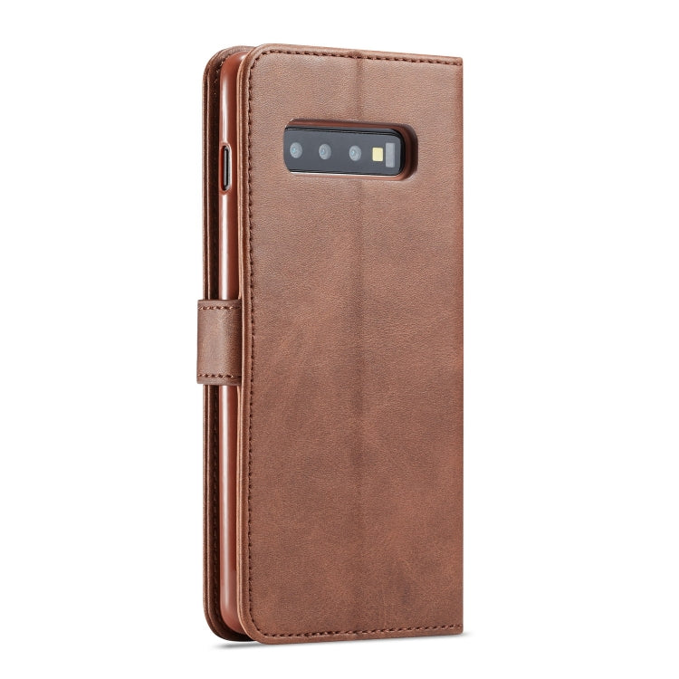 For Galaxy S10 LC.IMEEKE Calf Texture Horizontal Flip Leather Case, with Holder & Card Slots & Wallet(Brown)