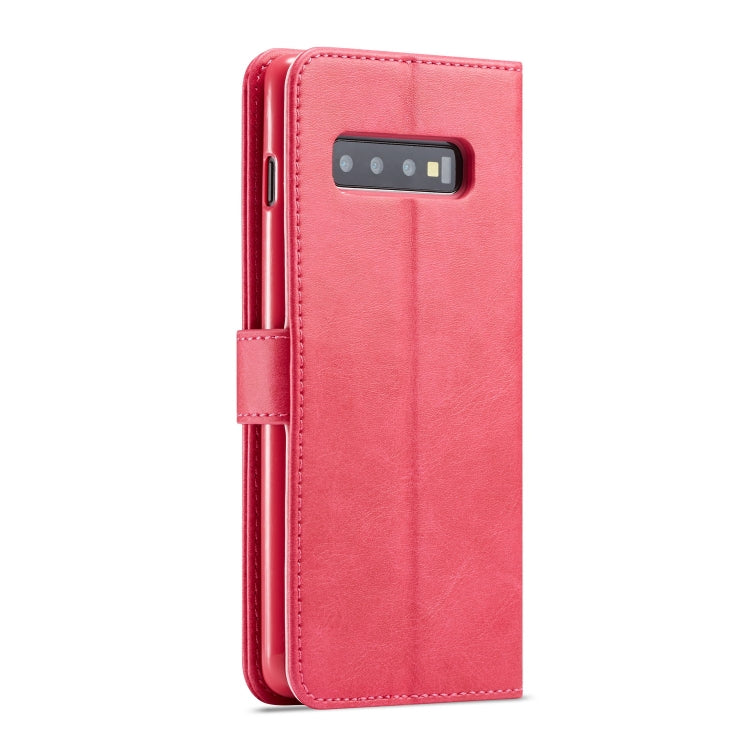 For Galaxy S10 Plus LC.IMEEKE Calf Texture Horizontal Flip Leather Case, with Holder & Card Slots & Wallet(Rose Red)