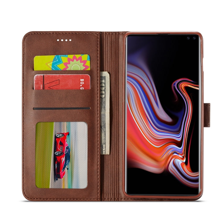 For Galaxy S10 Plus LC.IMEEKE Calf Texture Horizontal Flip Leather Case, with Holder & Card Slots & Wallet(Rose Red)
