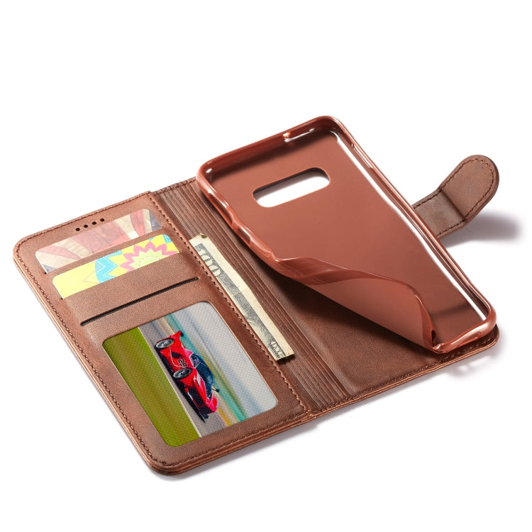 For Galaxy S10e LC.IMEEKE Calf Texture Horizontal Flip Leather Case, with Holder & Card Slots & Wallet(Rose Red)